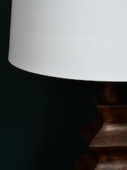 BHS Walnut Henlock Wooden Table Lamp with Shade - Image 4 of 5