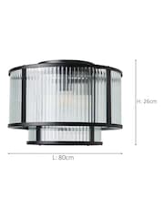 BHS Black Jasmine Ribbed Glass Flush Ceiling Light - Image 3 of 6