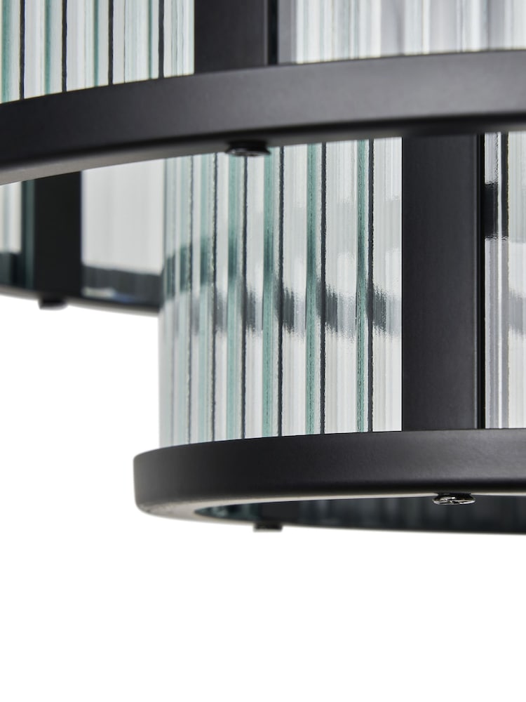 BHS Black Jasmine Ribbed Glass Flush Ceiling Light - Image 6 of 6
