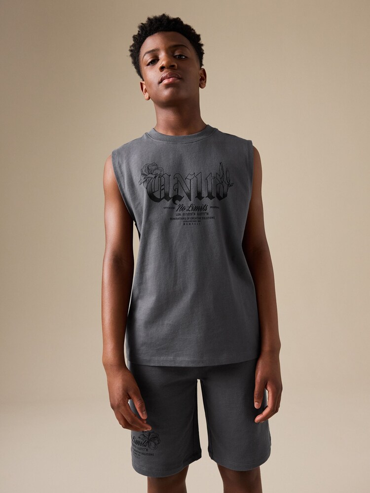 炭灰色 - 背心和短裤套装（3-16 岁） - 图片1 / 9