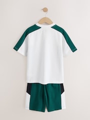 Green/White/Navy - Colourblock Short Sleeve T-Shirt and Shorts Set (3-16yrs) - Picha 8 kati ya 11