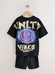 Black Short Sleeve T-Shirt and Shorts Set (3-16yrs) - Image 6 of 8
