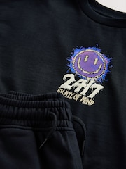 Black Short Sleeve T-Shirt and Shorts Set (3-16yrs) - Image 8 of 8