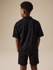 Zwart - Button Through Jersey Shirt and Shorts Set (3-16yrs) - Afbeelding 3 van 8