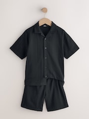 Zwart - Button Through Jersey Shirt and Shorts Set (3-16yrs) - Afbeelding 5 van 8