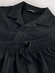 Zwart - Button Through Jersey Shirt and Shorts Set (3-16yrs) - Afbeelding 8 van 8
