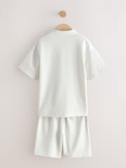 Ecru White Short Sleeve Textured Polo Shirt and Shorts Set (3-16yrs) - Image 7 of 9