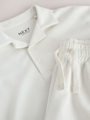 Ecru White Short Sleeve Textured Polo Shirt and Shorts Set (3-16yrs) - Image 9 of 9