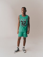 Bright Green Basketball Tank & Shorts Set (3-16yrs) - Image 2 of 6