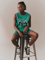 Bright Green Basketball Tank & Shorts Set (3-16yrs) - Image 3 of 6