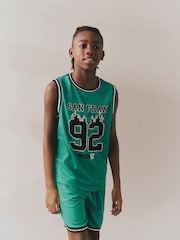 Bright Green Basketball Tank & Shorts Set (3-16yrs) - Image 5 of 6