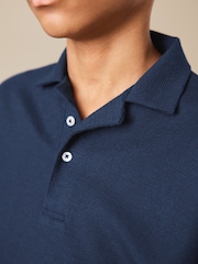 Navy Short Sleeve Textured Polo Shirt and Shorts Set (3-16yrs) - Image 4 of 9