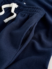 Navy Short Sleeve Textured Polo Shirt and Shorts Set (3-16yrs) - Image 8 of 9