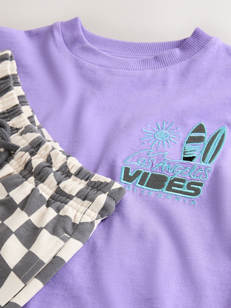 Purple Short Sleeve T-Shirt and Shorts Set (3-16yrs) - Image 8 of 8 Purple Short Sleeve T-Shirt and Shorts Set (3-16yrs) - Image 8 of 8