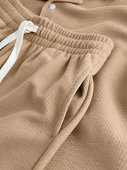 Tan Brown Short Sleeve Textured Polo Shirt and Shorts Set (3-16yrs) - Image 8 of 8