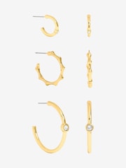 Mood Gold Polished & Crystal Multipack Hoop Earrings Pack Of 3 - Image 1 of 2