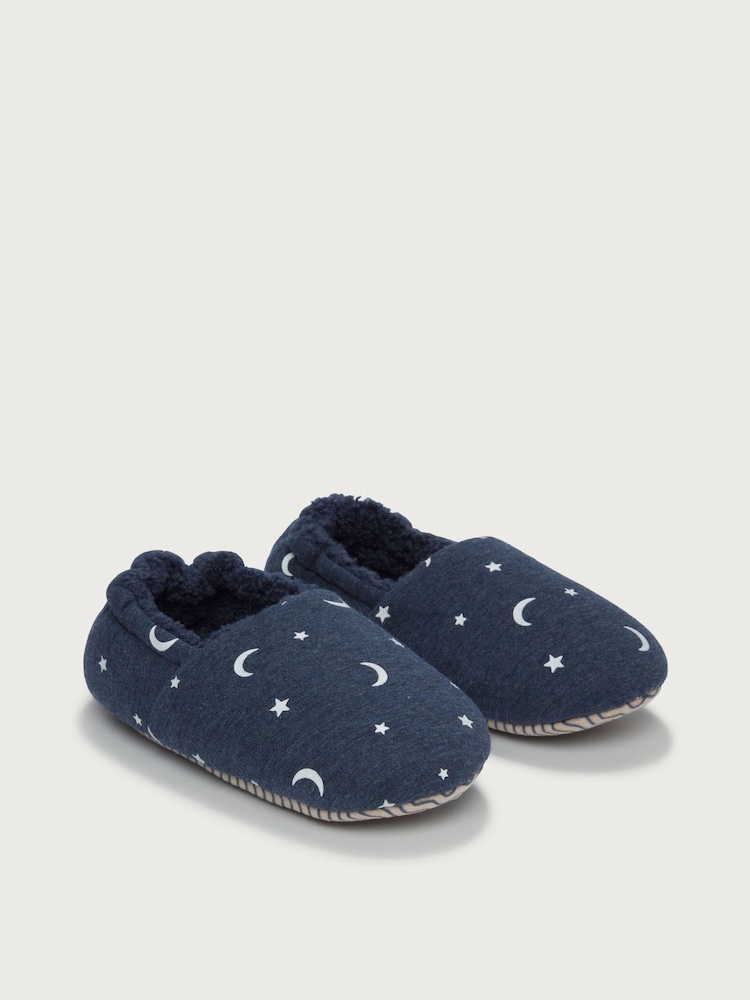 The White Company Blue Glow In The Dark Moon And Star Slippers - Image 2 of 3 The White Company Blue Glow In The Dark Moon And Star Slippers - Image 2 of 3