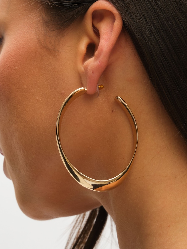 Mood Gold Polished Oval Hoop Earrings - Image 2 of 4