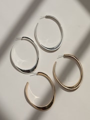 Mood Gold Polished Oval Hoop Earrings - Image 3 of 4