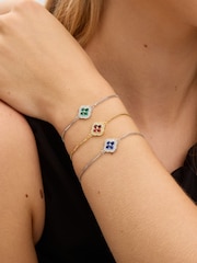 Jon Richard Silver Plated Sapphire Clover Toggle Bracelet - Image 2 of 4