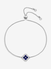 Jon Richard Silver Plated Sapphire Clover Toggle Bracelet - Image 3 of 4