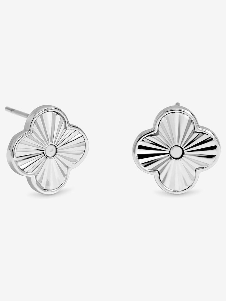 Jon Richard Silver Tone Diamond Cut Clover Earrings - Image 1 of 2