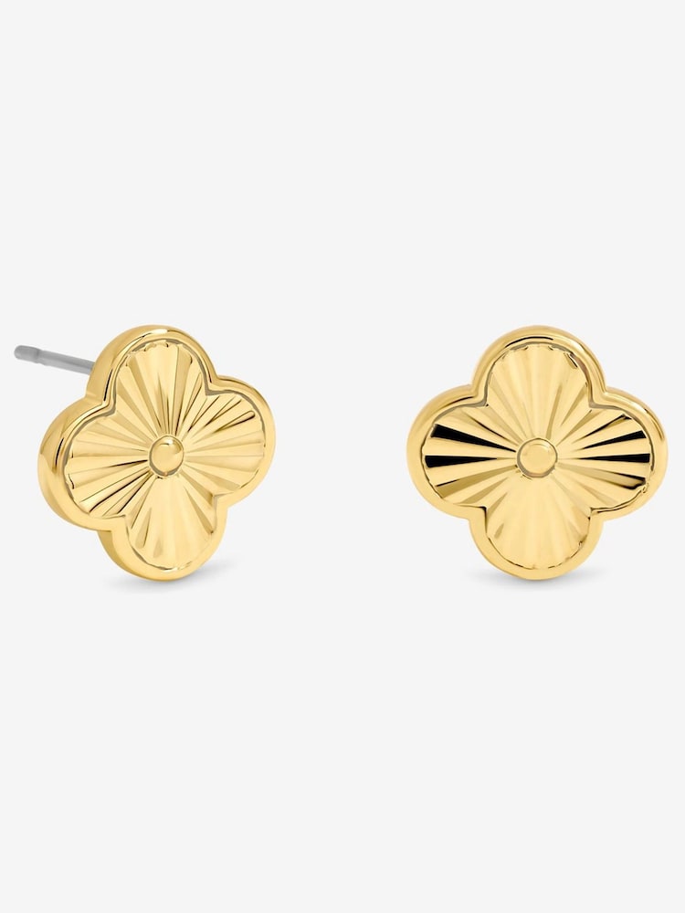 Jon Richard Gold Tone Diamond Cut Clover Earrings - Image 1 of 2 Jon Richard Gold Tone Diamond Cut Clover Earrings - Image 1 of 2