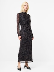 French Connection Green Zaria Mesh Long Sleeve Dress - Image 1 of 4