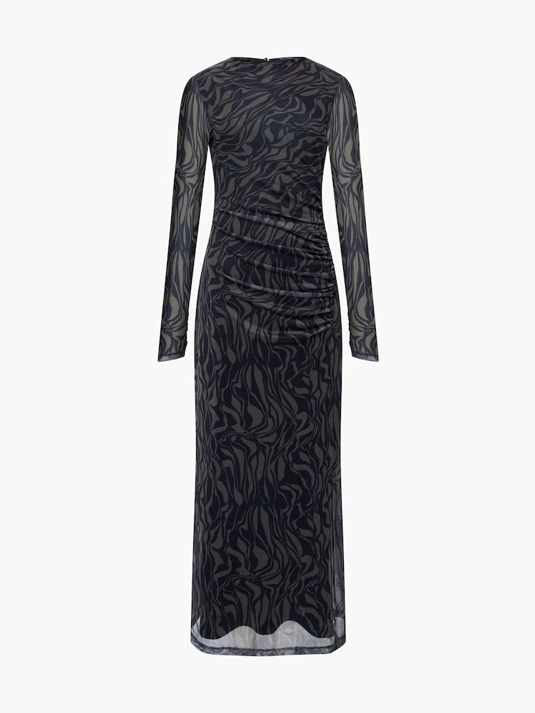French Connection Green Zaria Mesh Long Sleeve Dress - Image 4 of 4