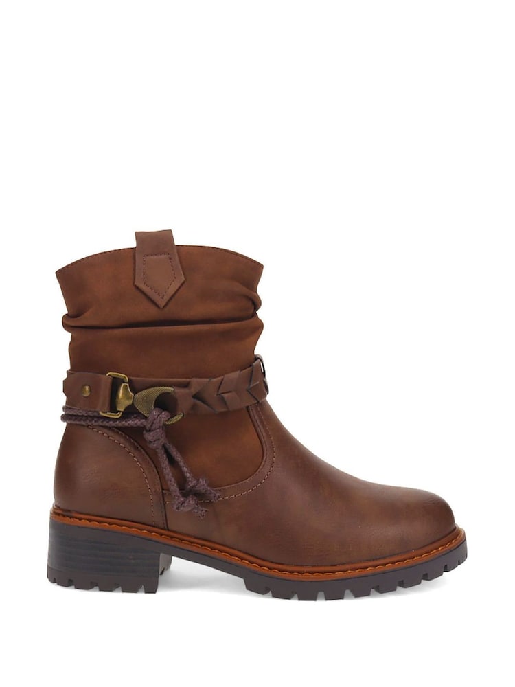 Pavers Brown Wide-Fit Buckle Ankle Boots - Image 1 of 5