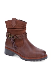 Pavers Brown Wide-Fit Buckle Ankle Boots - Image 2 of 5
