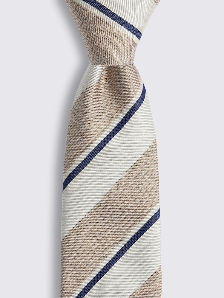MOSS Gold Italian Striped Tie - Image 2 of 2 MOSS Gold Italian Striped Tie - Image 2 of 2