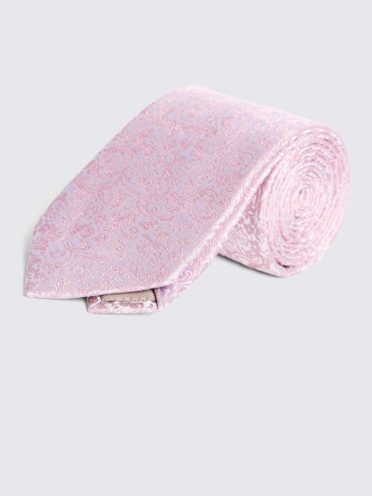 ذهبي شاحب - MOSS MOSS Floral Print Swirl Silk Tie - صورة 1 من 2