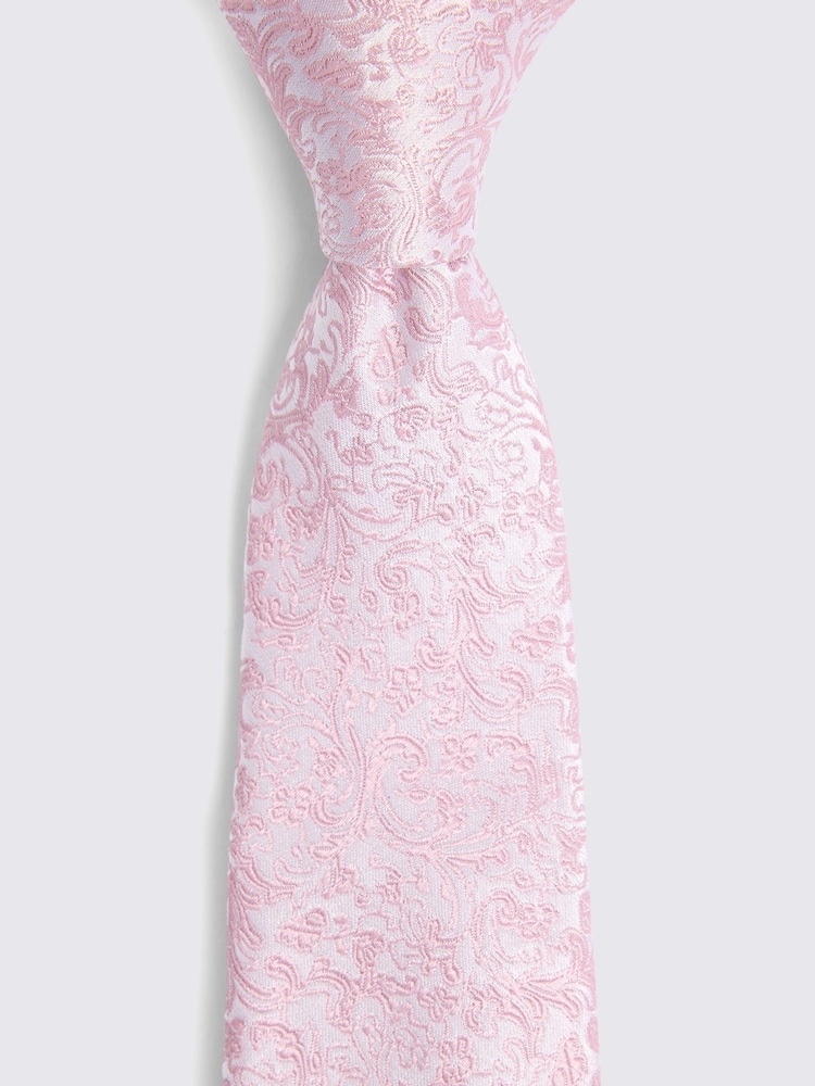 ذهبي شاحب - MOSS MOSS Floral Print Swirl Silk Tie - صورة 2 من 2