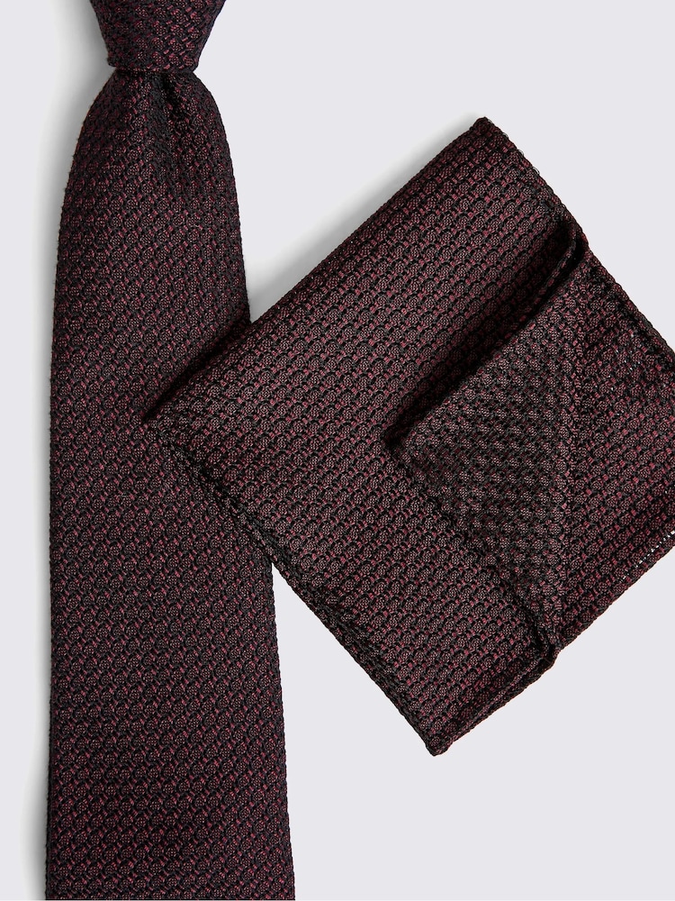 MOSS Red Italian Grenadine Pocket Square - Image 3 of 3 MOSS Red Italian Grenadine Pocket Square - Image 3 of 3