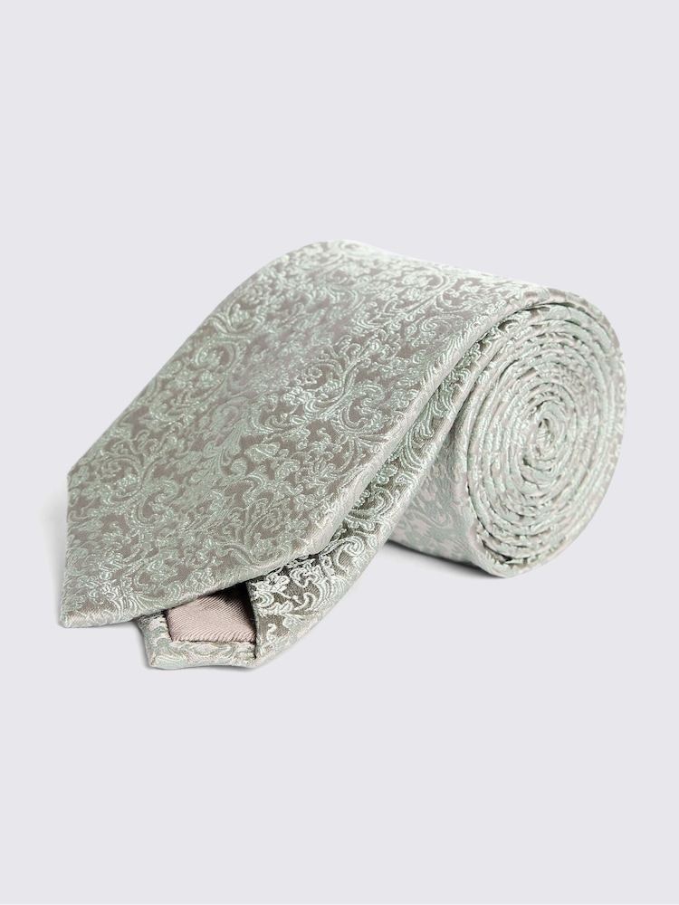 MOSS Floral Print Swirl Silk Tie - Image 1 of 2