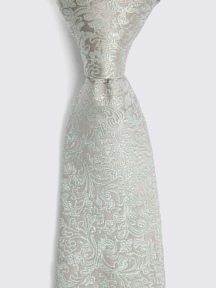 MOSS Floral Print Swirl Silk Tie - Image 2 of 2