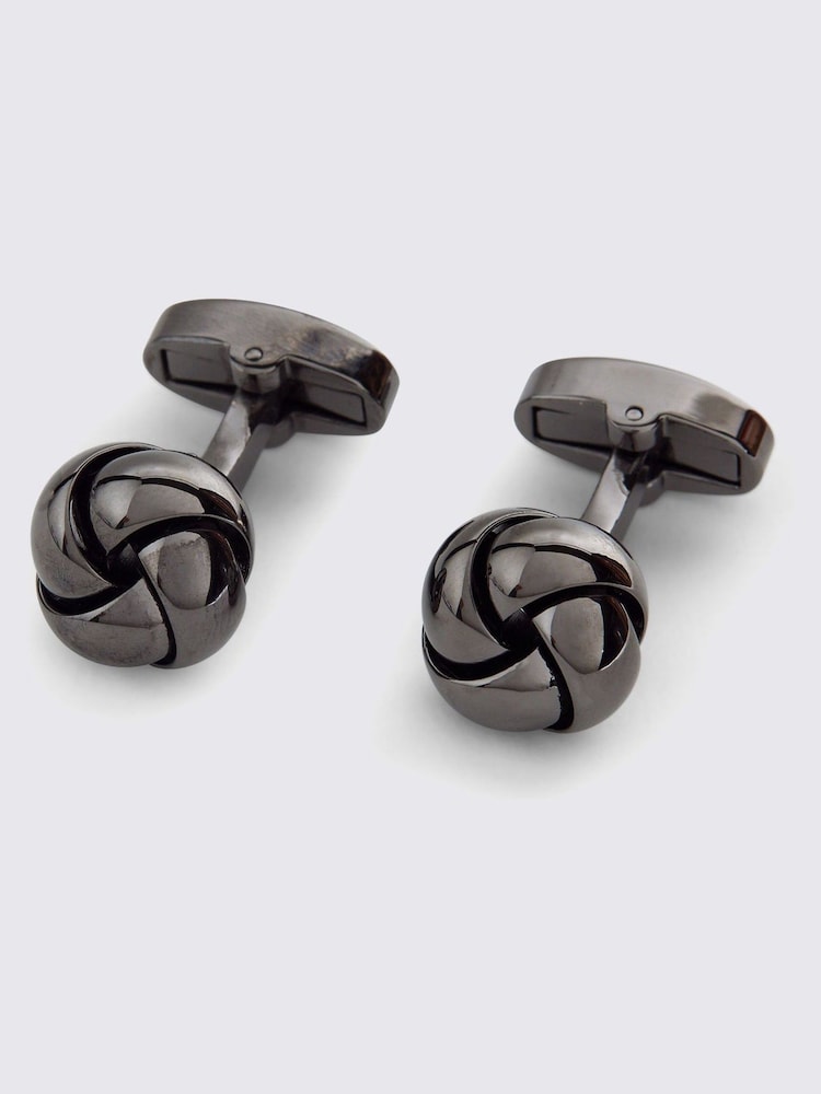 MOSS MOSS Yellow Gunmetal Knot Cufflinks - صورة 1 من 2