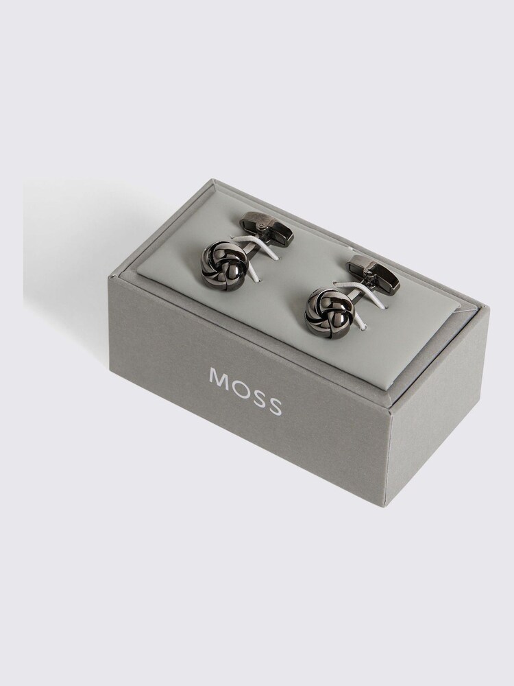 MOSS MOSS Yellow Gunmetal Knot Cufflinks - صورة 2 من 2