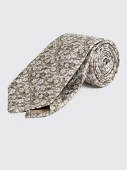 MOSS Gold Italian Ditsy Floral Print Tie - Image 1 of 2