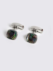MOSS Grey Mother Of Pearl Square Cufflinks - Image 1 of 2