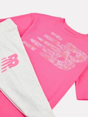 New Balance Pink Flower Graphic T-Shirt and Leggings Set - Image 9 of 11