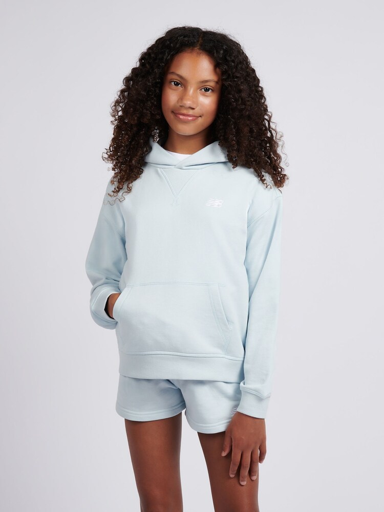 New Balance Blue Small French Terry Logo Hoodie - Image 1 of 8 New Balance Blue Small French Terry Logo Hoodie - Image 1 of 8