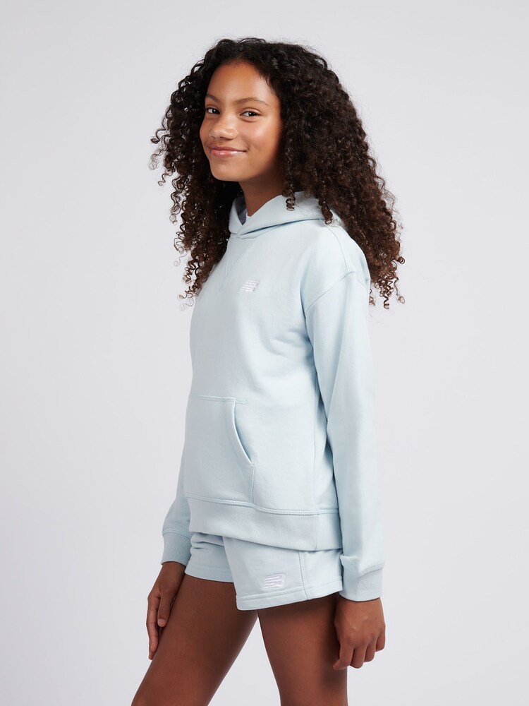 New Balance Blue Small French Terry Logo Hoodie - Image 2 of 8 New Balance Blue Small French Terry Logo Hoodie - Image 2 of 8