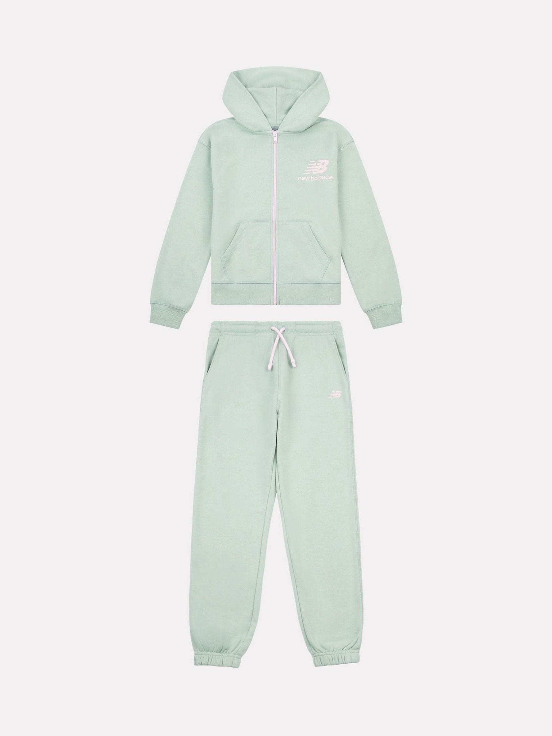 Buy New Balance Green Stacked Logo FT Zip Hoodie and Joggers Set