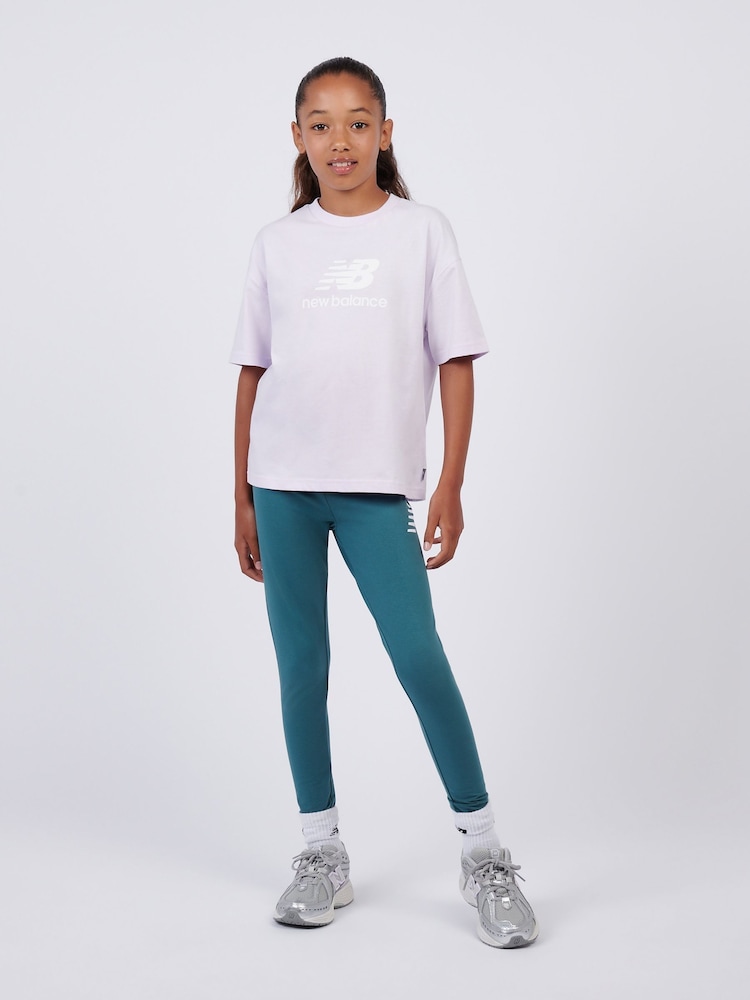 New Balance Purple Stacked Logo T-Shirt and Leggings Set - Image 1 of 11 New Balance Purple Stacked Logo T-Shirt and Leggings Set - Image 1 of 11