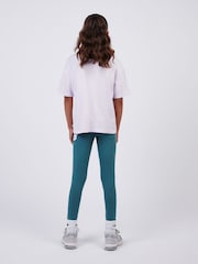 New Balance Purple Stacked Logo T-Shirt and Leggings Set - Image 2 of 11