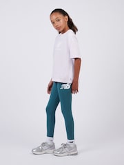 New Balance Purple Stacked Logo T-Shirt and Leggings Set - Image 3 of 11