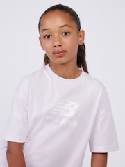 New Balance Purple Stacked Logo T-Shirt and Leggings Set - Image 5 of 11