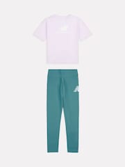 New Balance Purple Stacked Logo T-Shirt and Leggings Set - Image 7 of 11